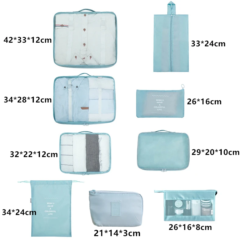 9-Piece Suitcase Organiser Set – Grey – image 3