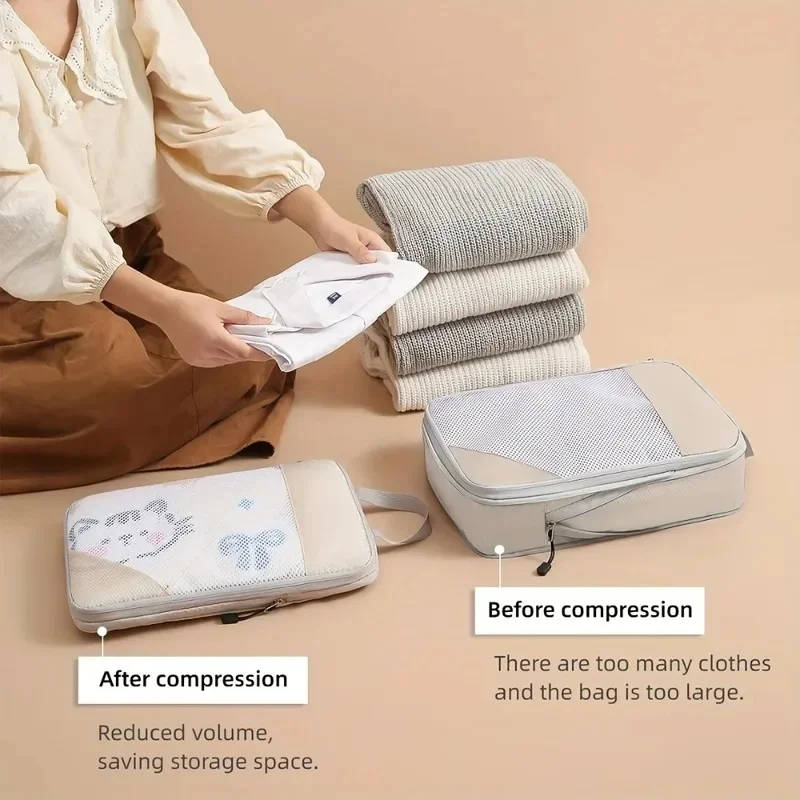 3-Piece Premium Compression Packing Cubes – Grey – image 3