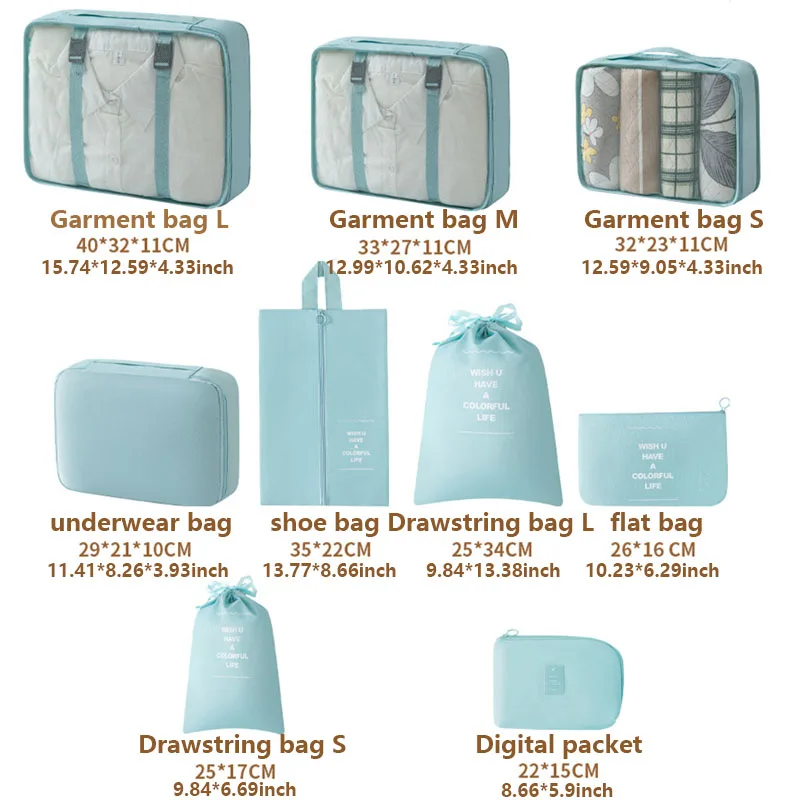 9-Piece Mesh Packing Cube Set – Blue – image 3