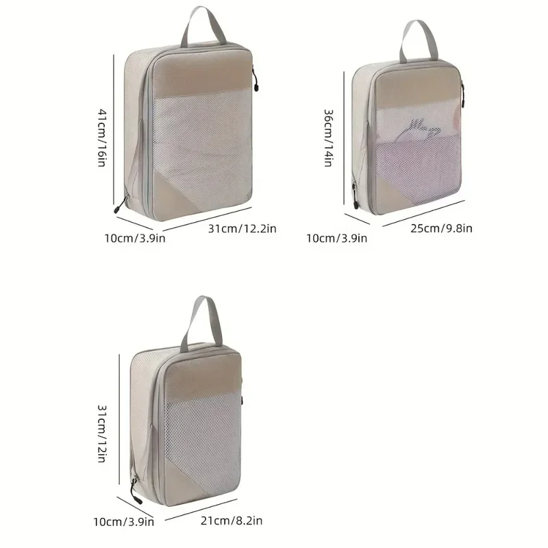 3-Piece Premium Compression Packing Cubes – Grey – image 4