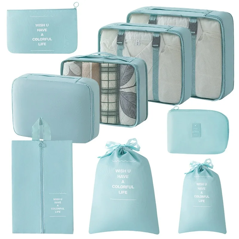 9-Piece Mesh Packing Cube Set – Blue